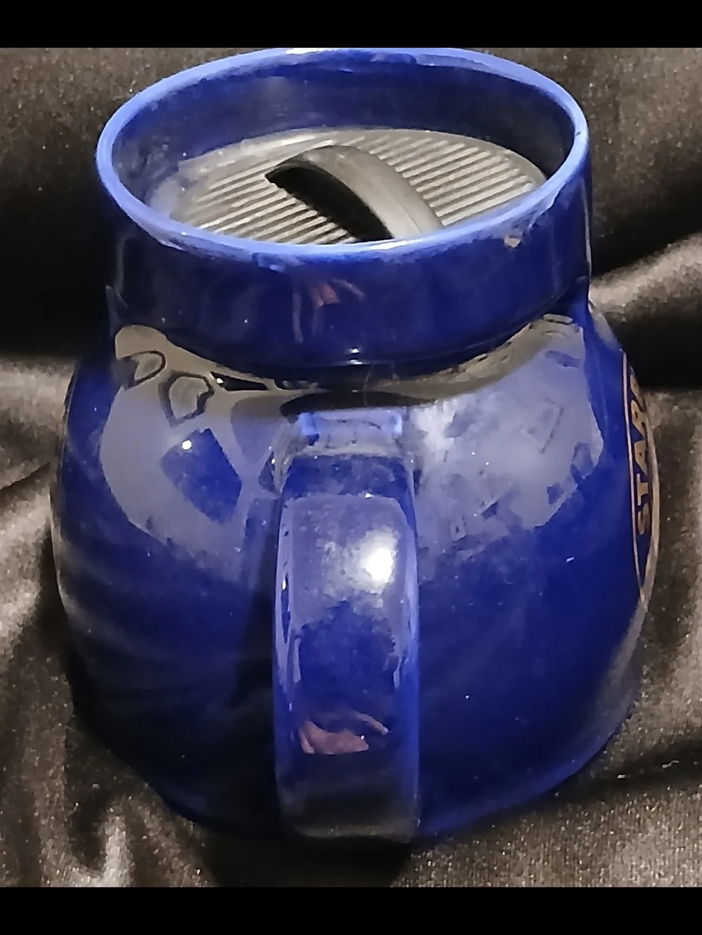 Vintage Starbucks Cobalt Blue Ceramic Chubby Travel Mug